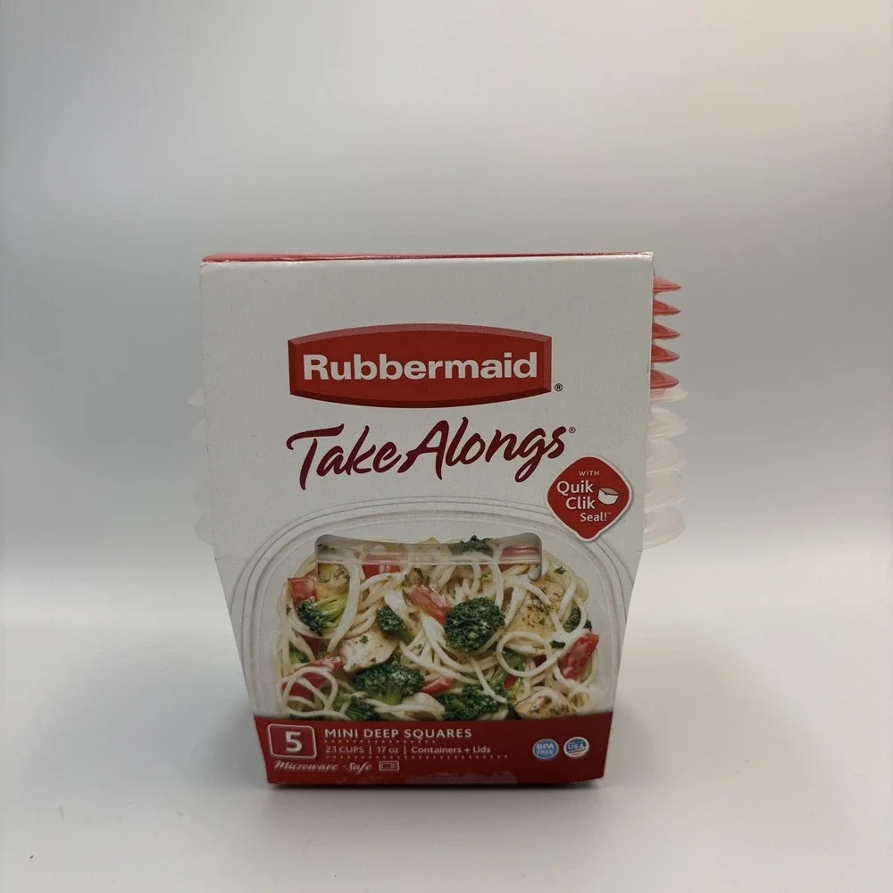 Rubbermaid TakeAlongs 2.1 Cup Deep Square Food Storage Containers‎ Set of 5 Red